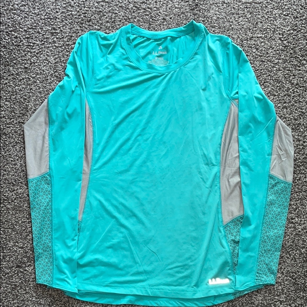 L.L. Bean Women’s Lightweight Long Sleeve Shirt Teal/Gray Mesh Size Medium